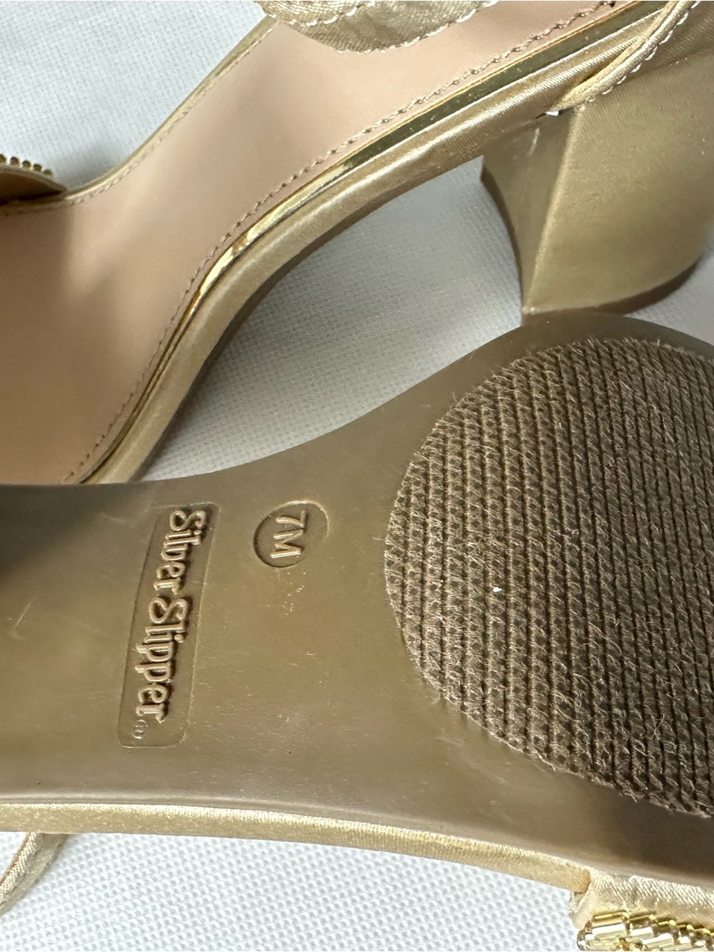 Metallic Gold Ankle-Strap Heeled Sandals - Picture 8 of 13